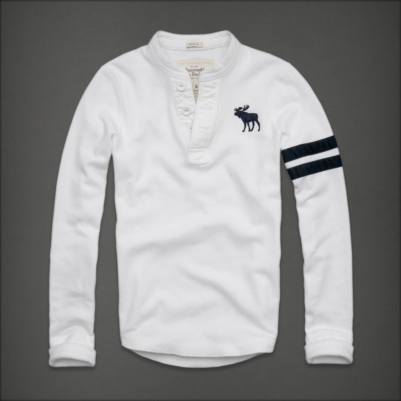 Abercrombie Fitch Hombres Ponte de pie de cuello Largo Remera AF6169